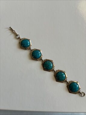 Source Unknown Turquoise Blue Octagonal Link Bracelet - Women Jewelry